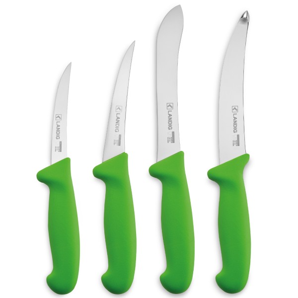 Set de couteaux à découper LANDIG en quatre parties | vert
